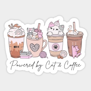 Powered by Cat & Coffee Sticker